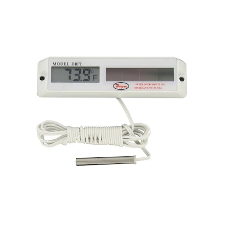 Dwyer Instruments Digital solar-powered thermometer, white. DRFT-10